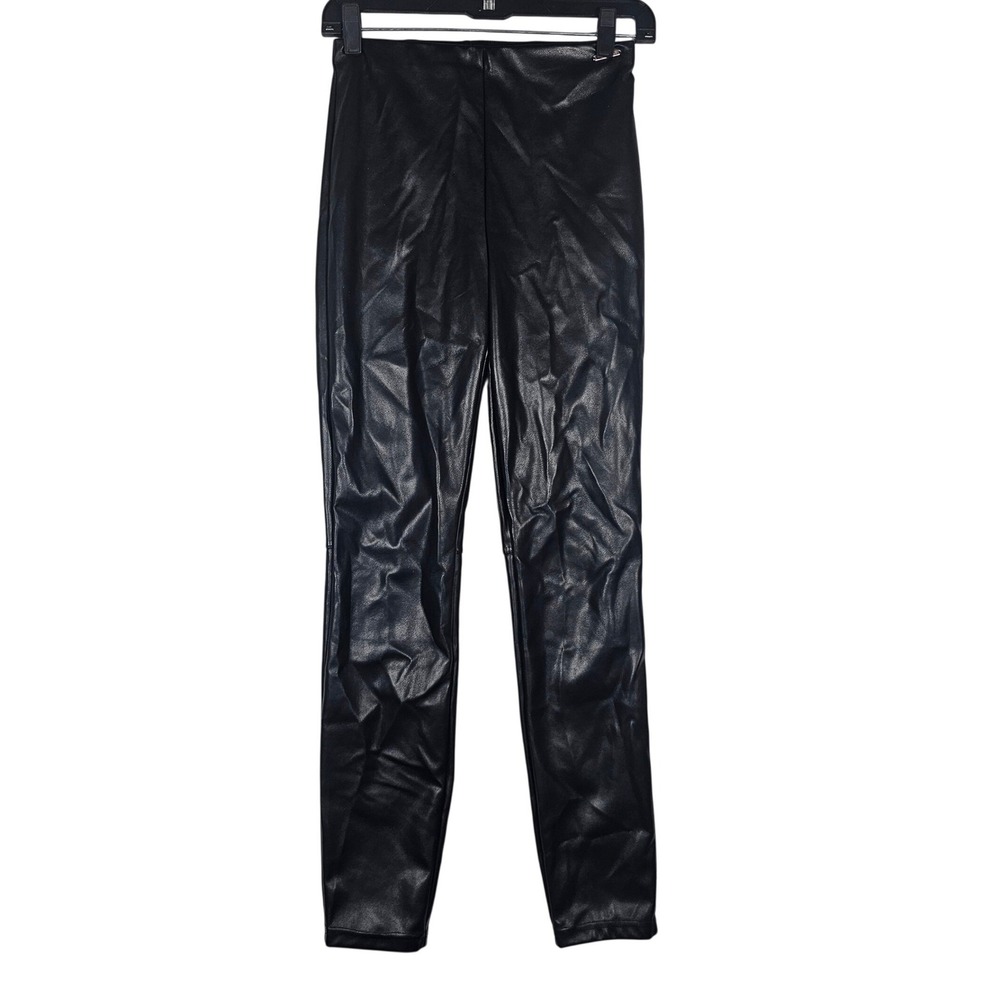 Fabletics Black Vegan Faux Leather High Waisted Leggings Slim Fit Pants Mens XS